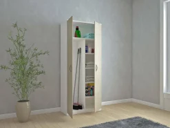 Armadio multiuso 2 ante Shiro, 72x36h186 cm, Bianco e Rovere<Dmora Best