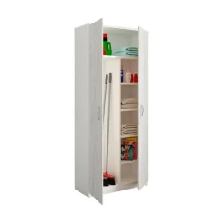 Armadio multiuso 2 ante Shiro, 72x36h186 cm, Bianco e Rovere<Dmora Clearance
