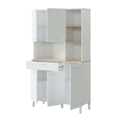Armadio multiuso grande Abbaio, 108x40h186 cm, Bianco e Rovere<Dmora Hot