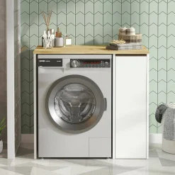 Armadio multiuso grande Axel, 94x60h88 cm, Noce e Bianco<Dmora Hot