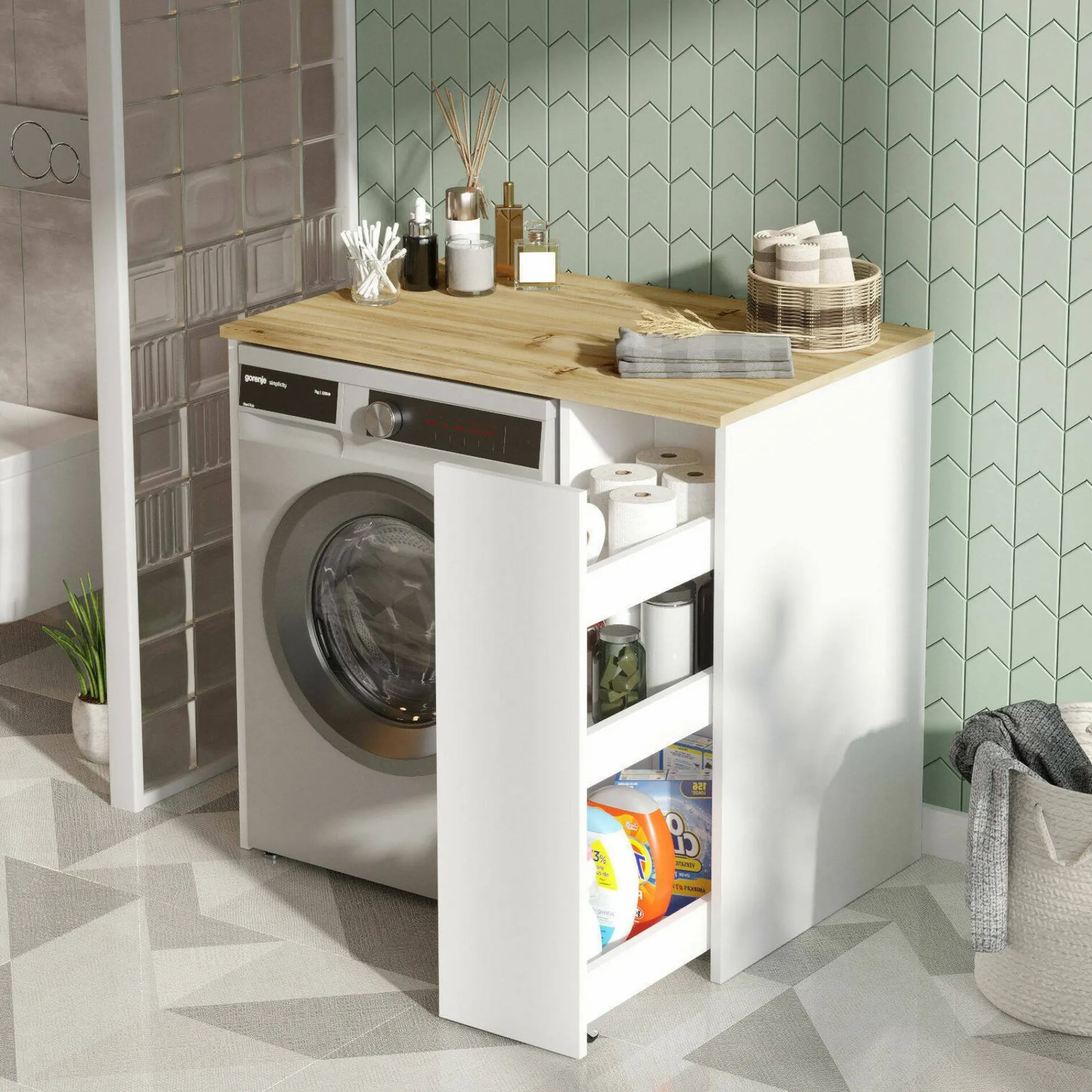 Armadio multiuso grande Axel, 94x60h88 cm, Noce e Bianco<Dmora Hot