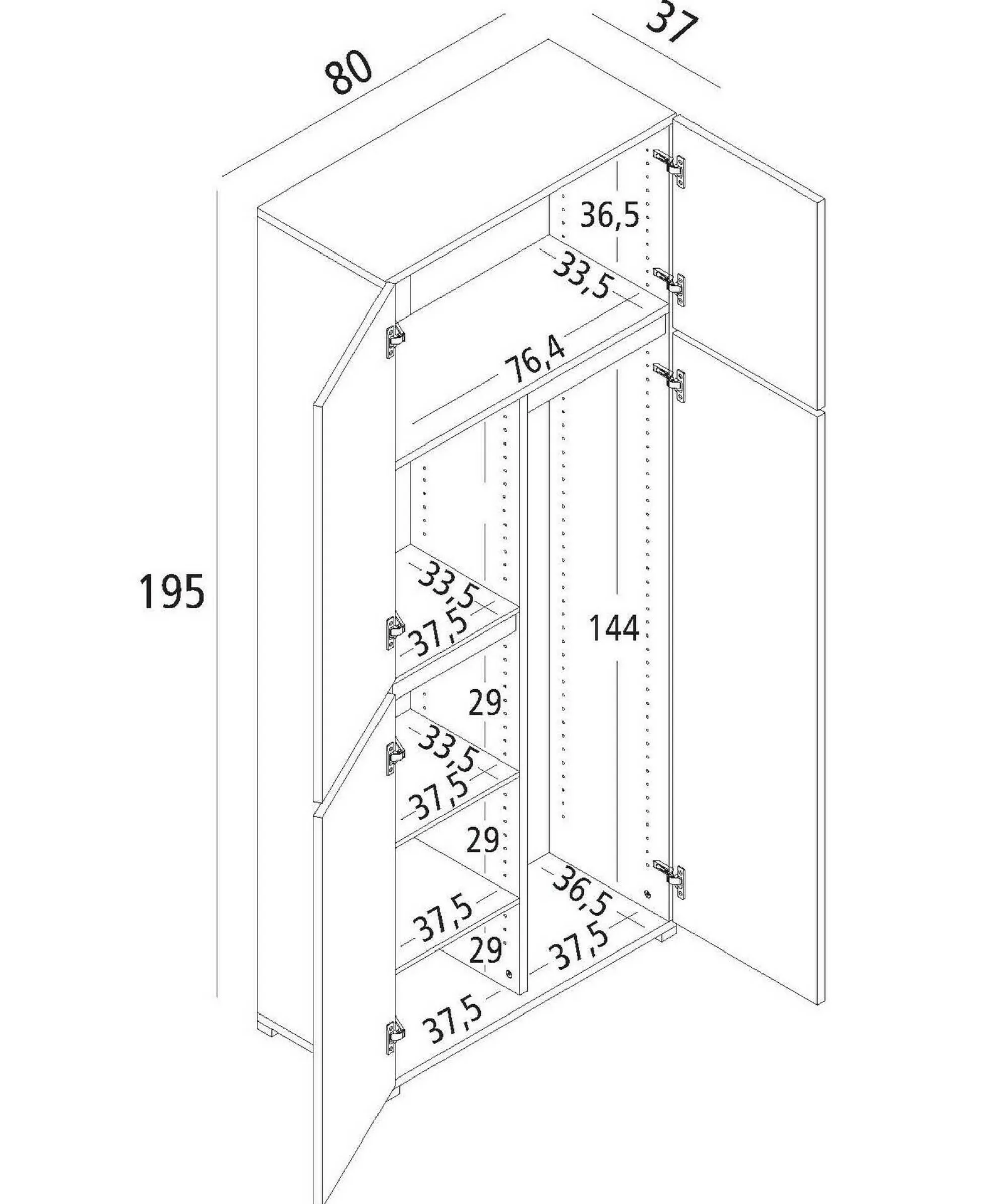 Armadio multiuso grande Attiniaro, 80x37h195 cm,<Dmora Clearance
