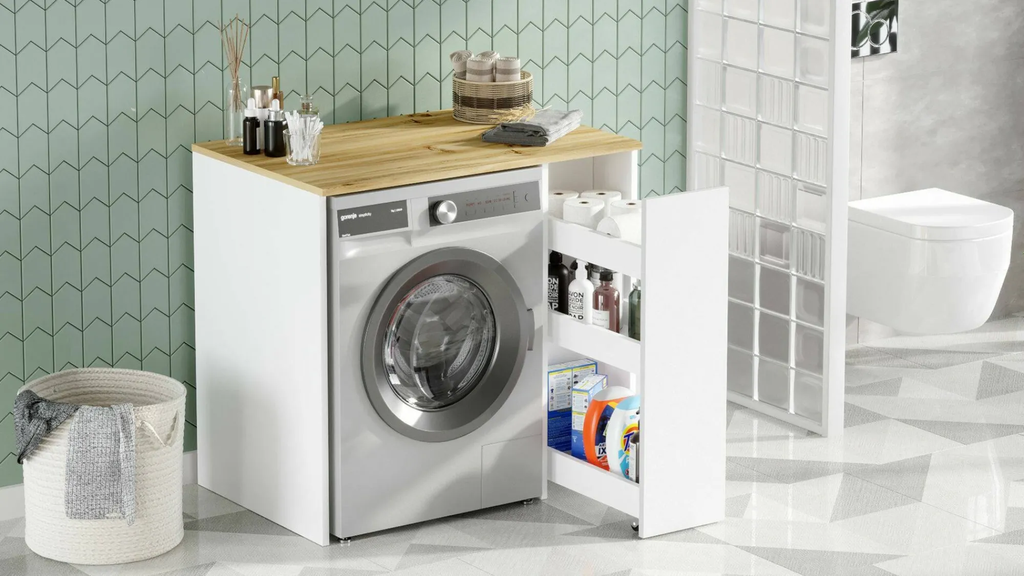 Armadio multiuso grande Axel, 94x60h88 cm, Noce e Bianco<Dmora Hot