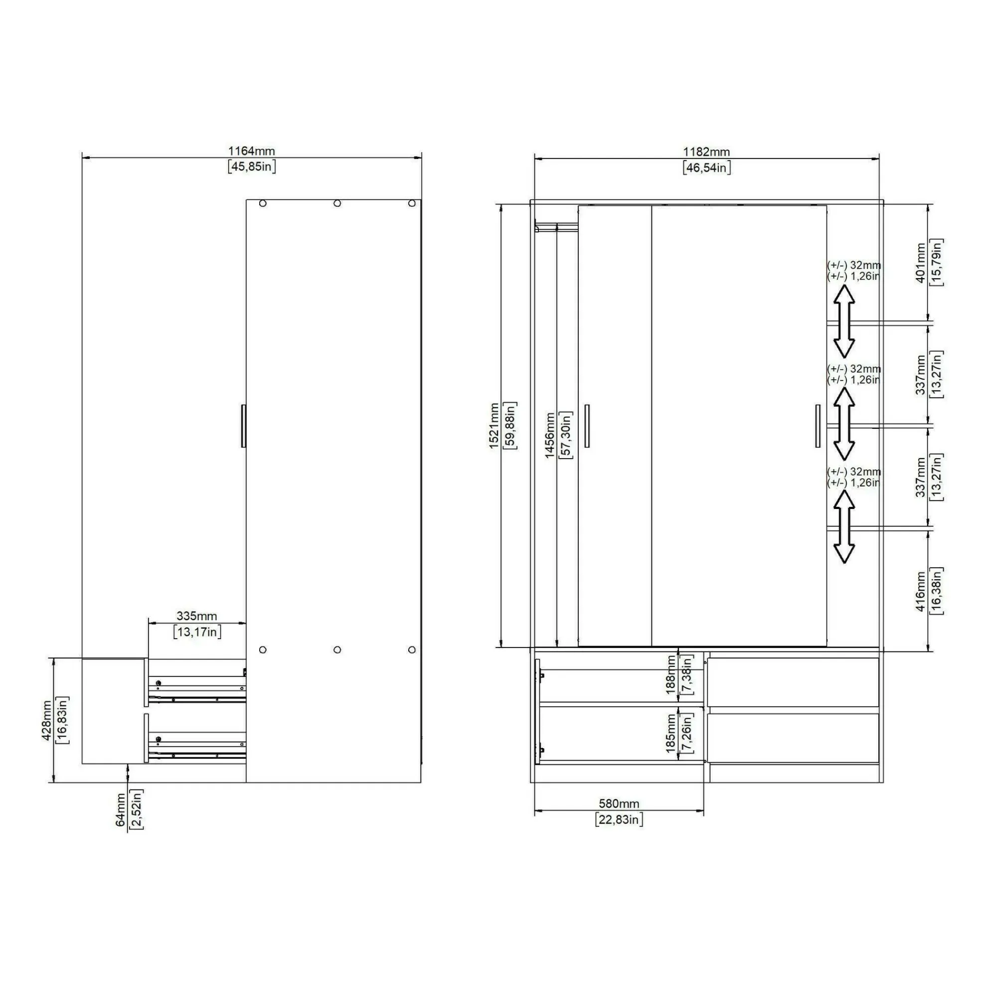Armadio multiuso grande Bedollo, 60x121 h200 cm,<Dmora Fashion