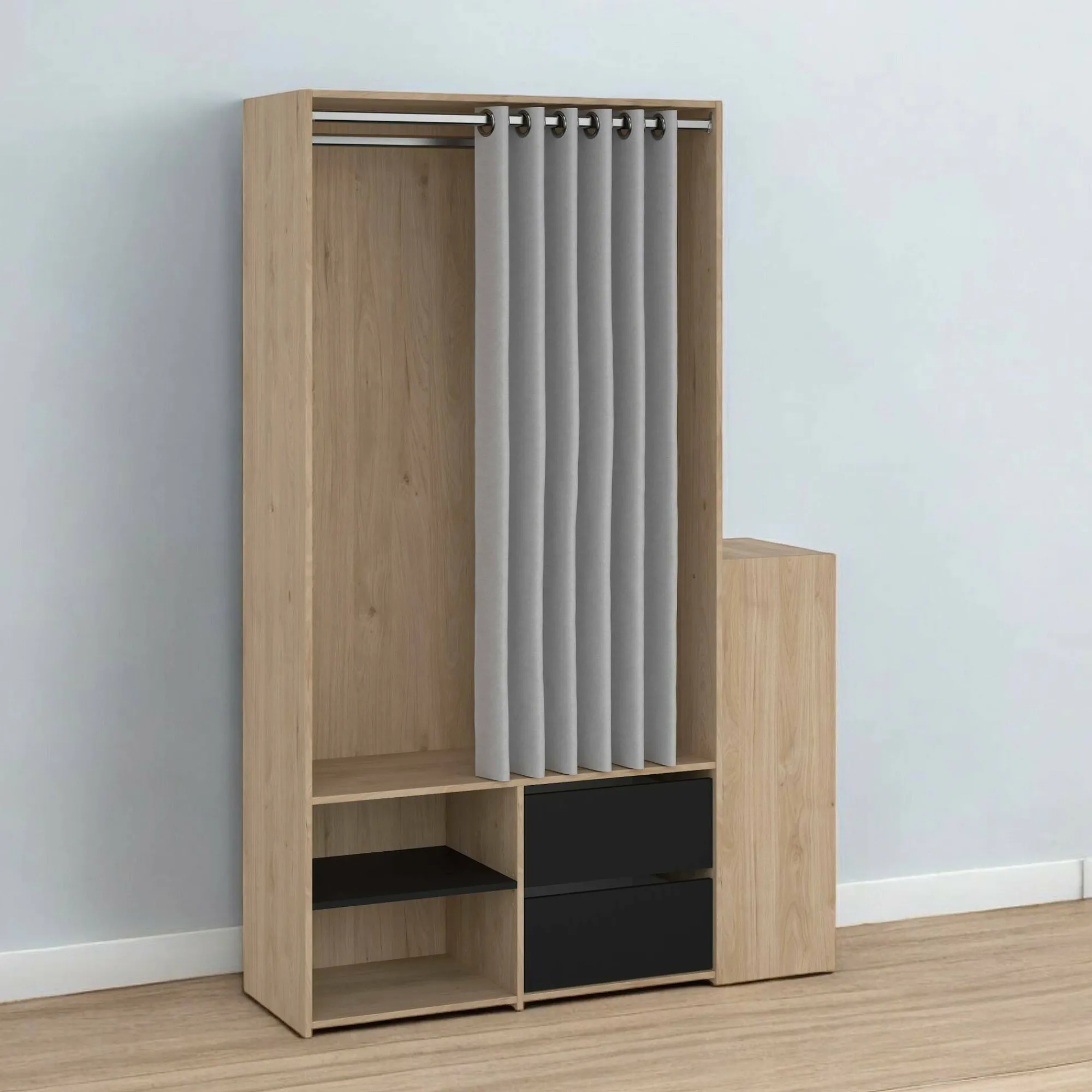 Armadio multiuso grande Drein, 40x128 h198 cm, Rovere e Nero<Dmora Best