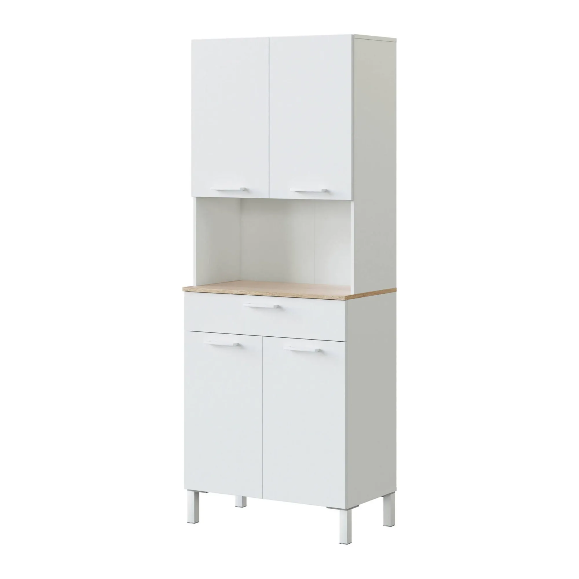 Armadio multiuso grande Dicentra, 72x40h186 cm, Bianco e Rovere<Dmora Sale