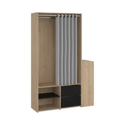 Armadio multiuso grande Drein, 40x128 h198 cm, Rovere e Nero<Dmora Best