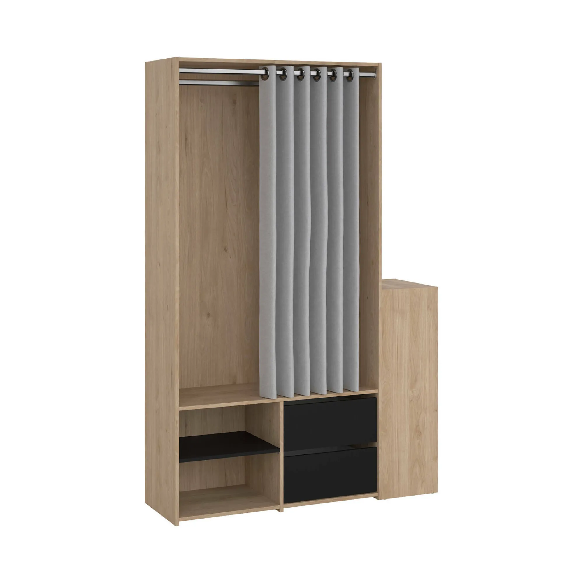 Armadio multiuso grande Drein, 40x128 h198 cm, Rovere e Nero<Dmora Best