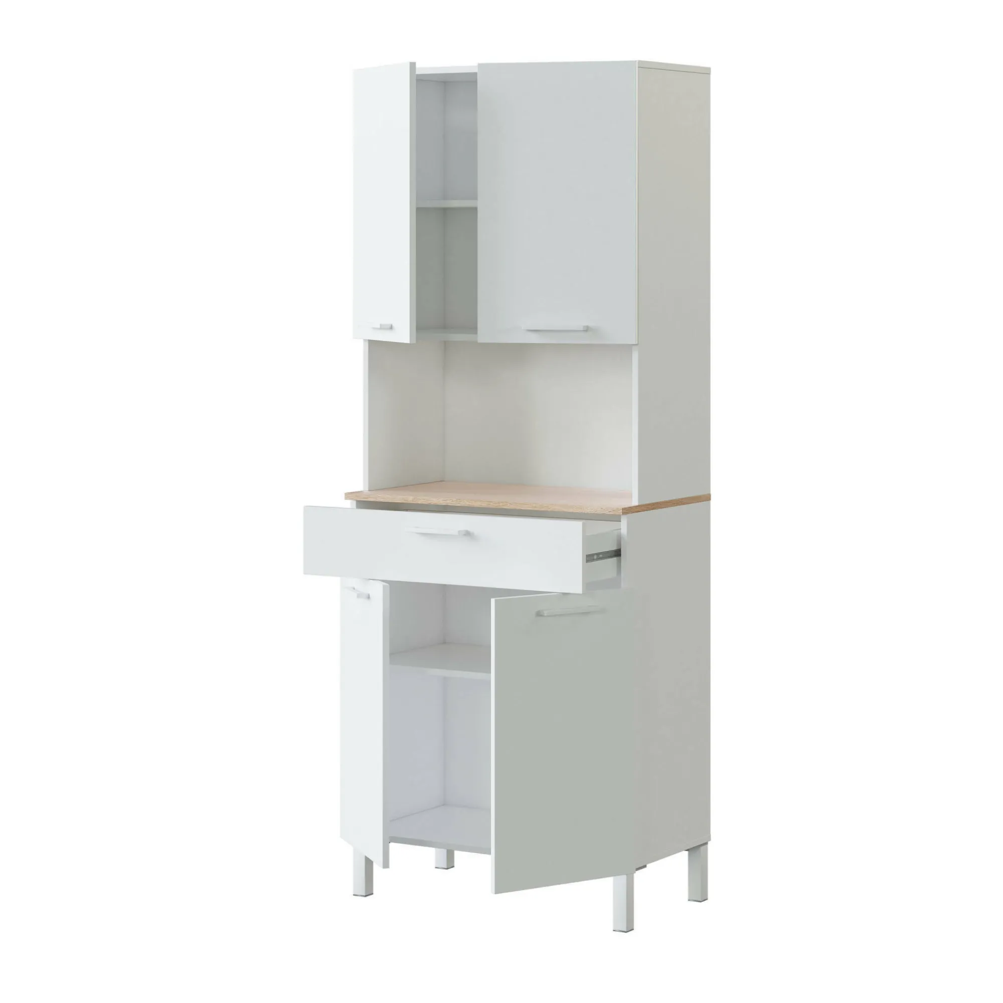 Armadio multiuso grande Dicentra, 72x40h186 cm, Bianco e Rovere<Dmora Sale