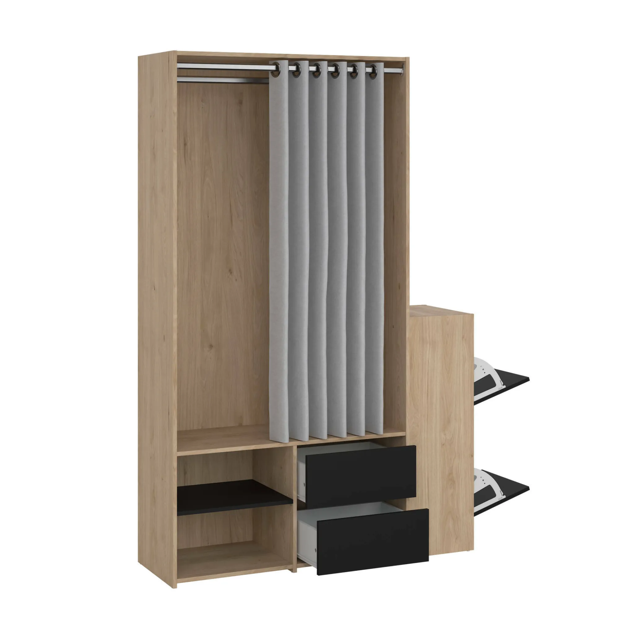 Armadio multiuso grande Drein, 40x128 h198 cm, Rovere e Nero<Dmora Best
