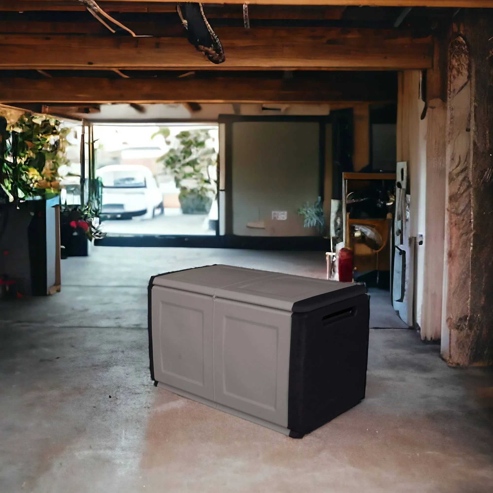 Baule Andra, 96x53h57 cm, Grigio chiaro e Nero<Dmora Sale