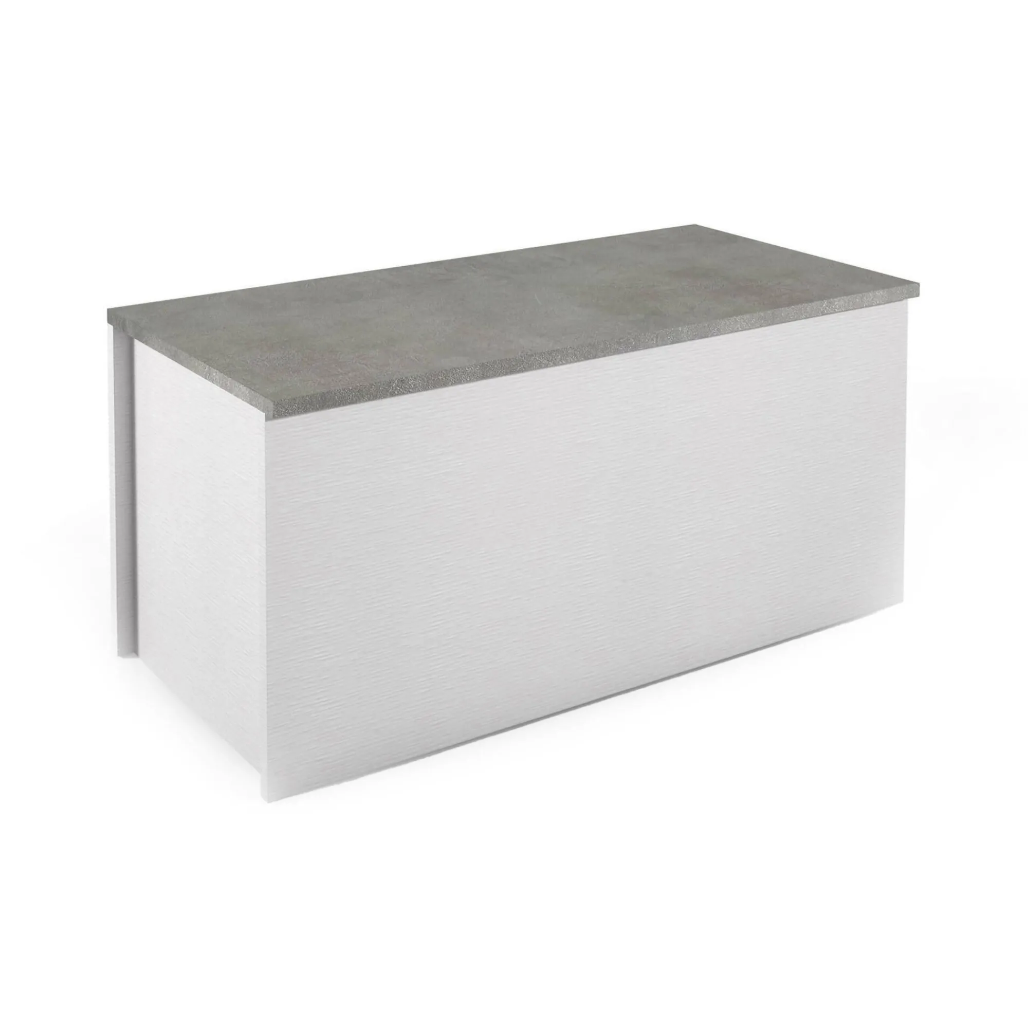 Baule Ayusnay, 90x45h45 cm, Bianco e Cemento<Dmora Cheap