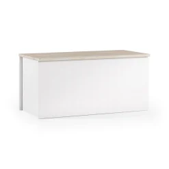 Baule Ayusnay, 90x45h45 cm, Bianco e Rovere<Dmora Shop