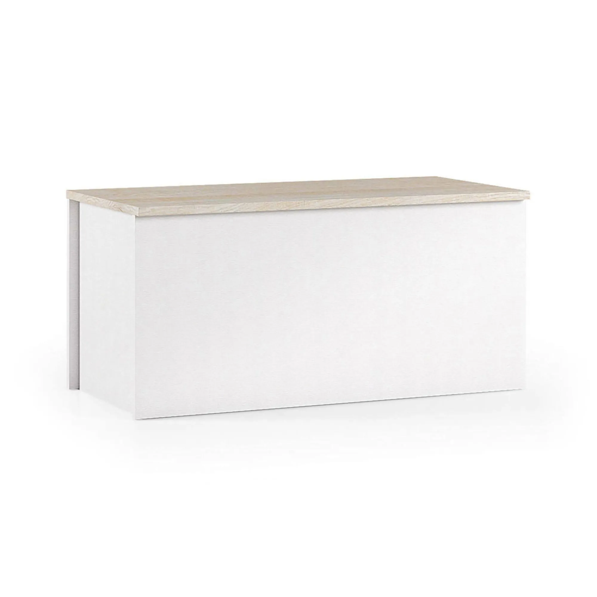 Baule Ayusnay, 90x45h45 cm, Bianco e Rovere<Dmora Shop