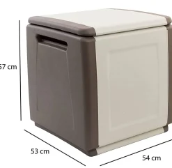 Baule Azziuro, 54x53h57 cm, Beige e Marrone<Dmora Sale