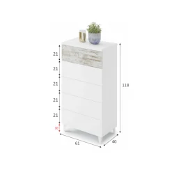 Cassettiera Aaron, 61x40h117 cm, con dettaglio<Dmora Sale