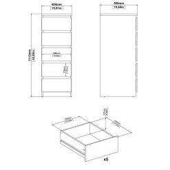Cassettiera Achaldi, 50x40 h111 cm, Cemento e Bianco<Dmora Fashion