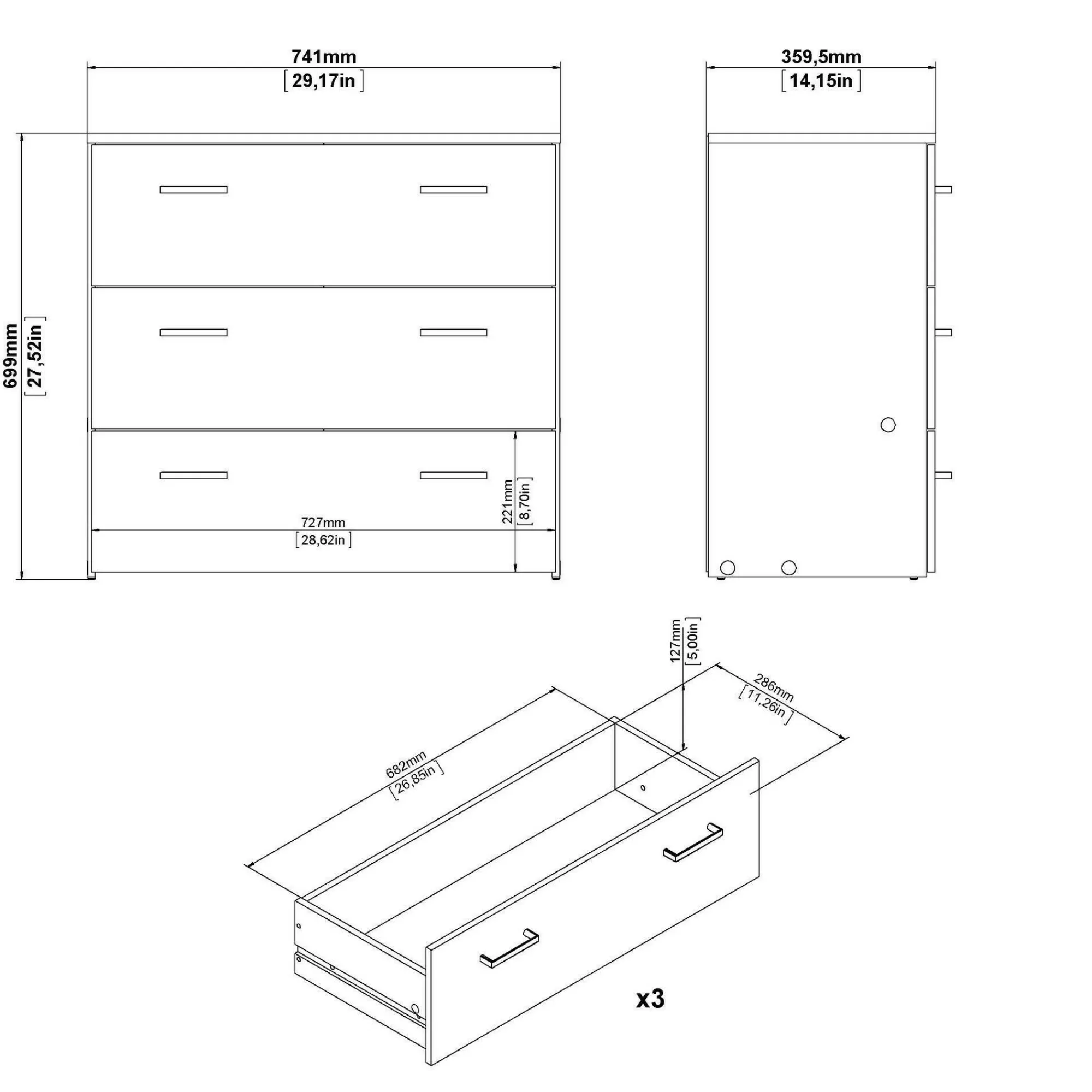Cassettiera Adal, 74x36 h70 cm,<Dmora Best Sale
