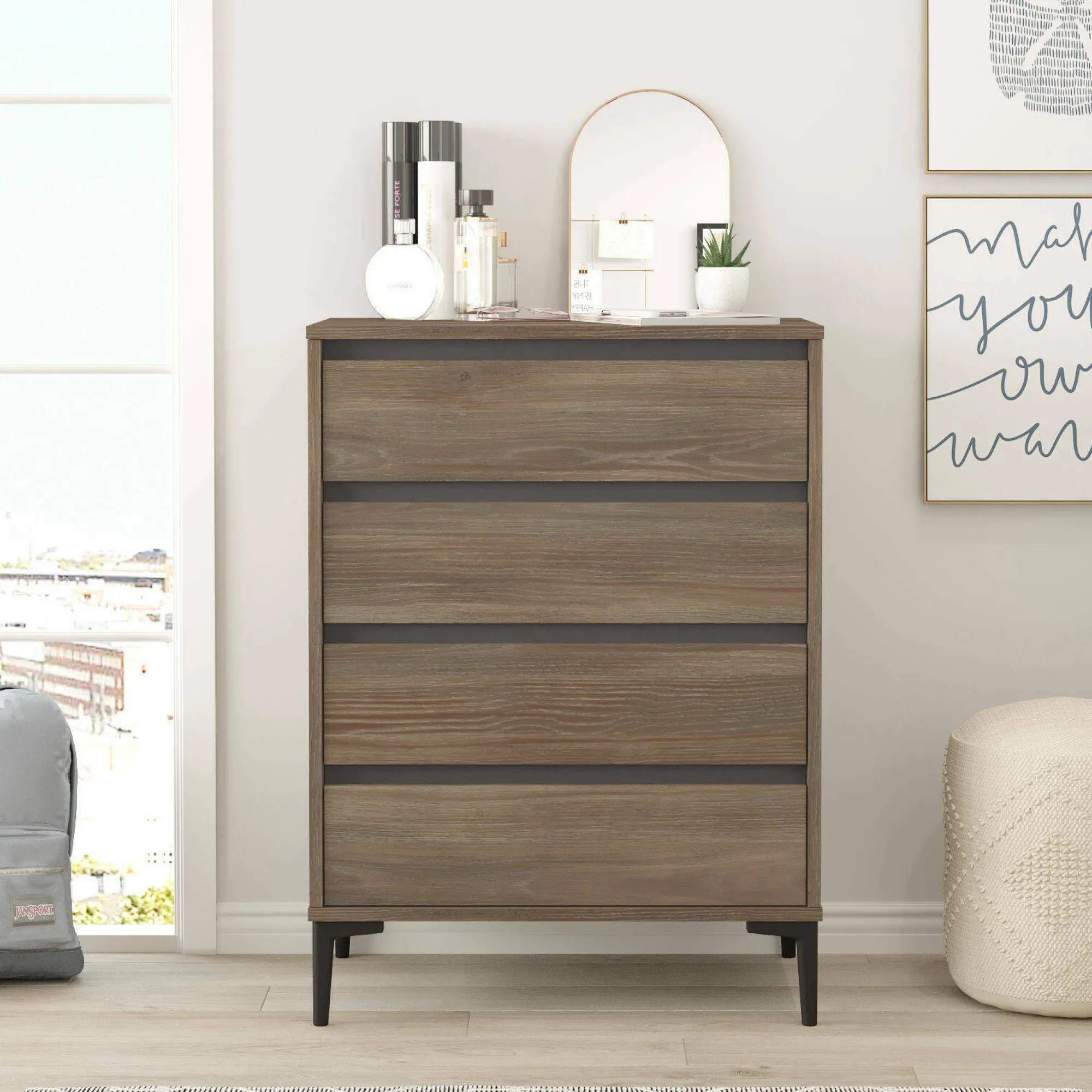 Cassettiera Adolphe, 72x45 h98 cm, Marrone e Antracite<Dmora Fashion