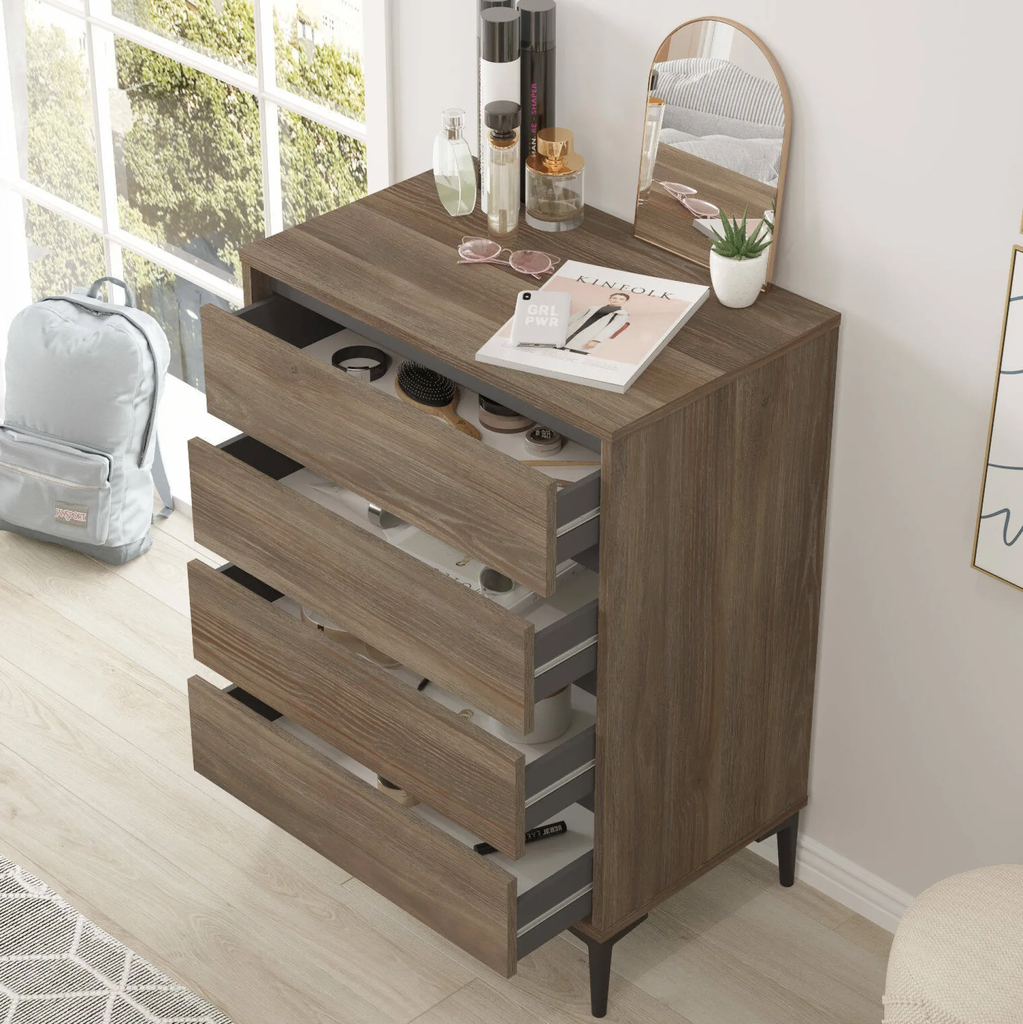 Cassettiera Adolphe, 72x45 h98 cm, Marrone e Antracite<Dmora Fashion