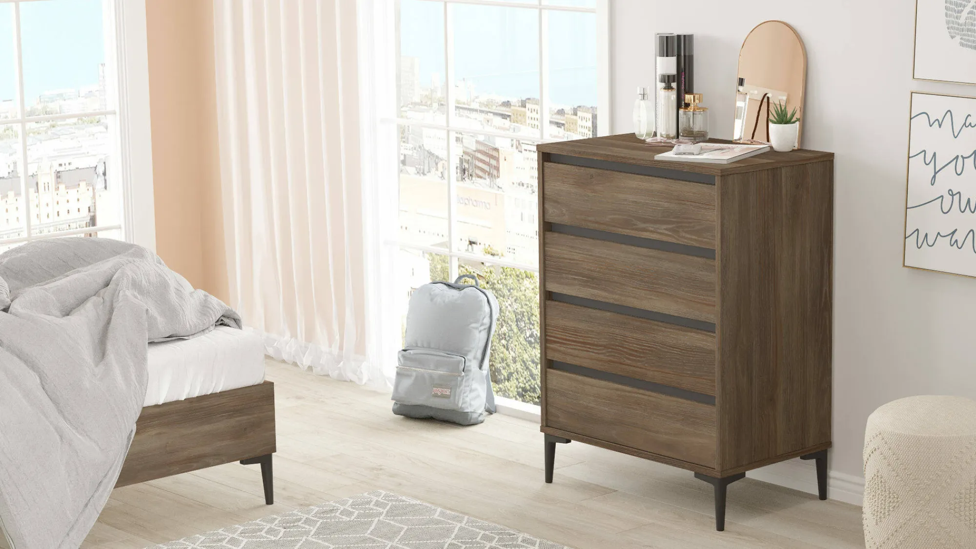 Cassettiera Adolphe, 72x45 h98 cm, Marrone e Antracite<Dmora Fashion