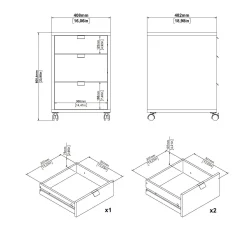 Cassettiera Agazzino, 48x41 h61 cm, Rovere e Bianco<Dmora Sale
