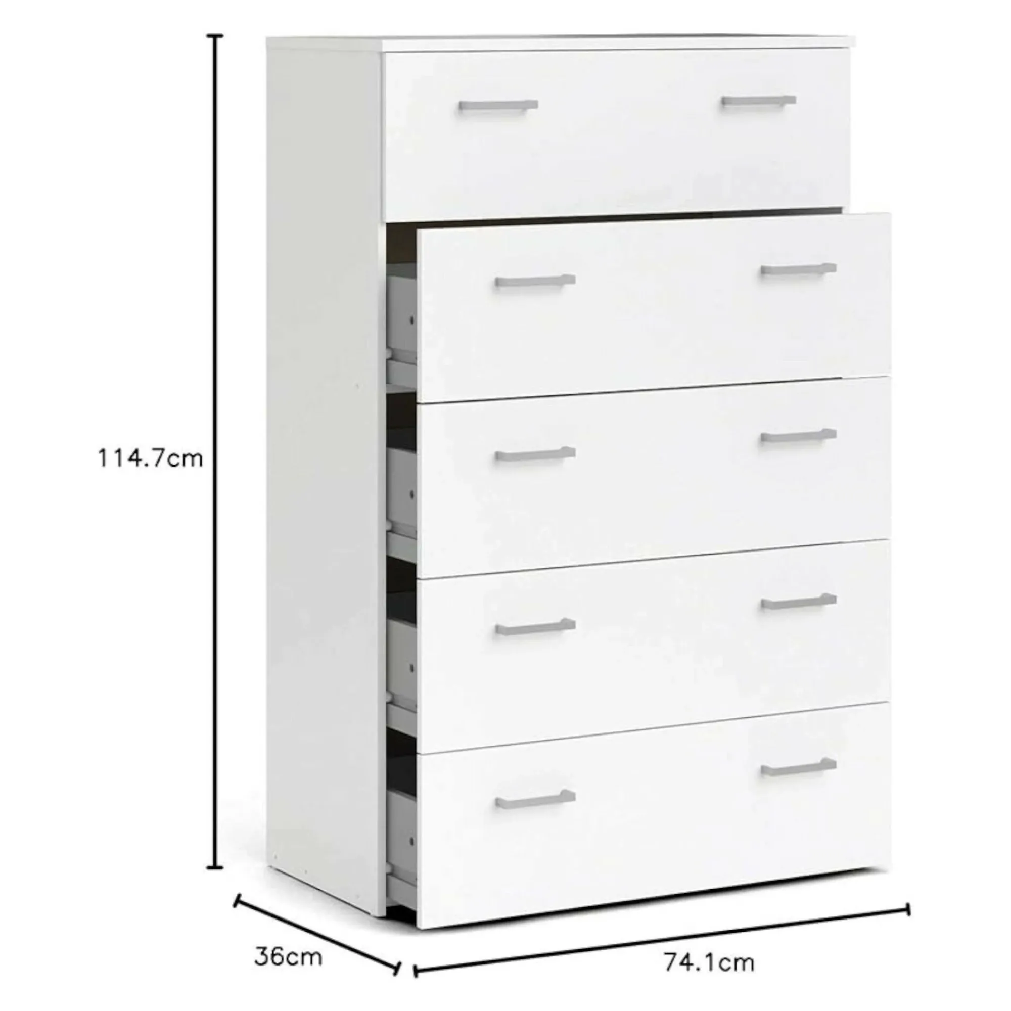 Cassettiera Aikol, 74x36 h114 cm,<Dmora New