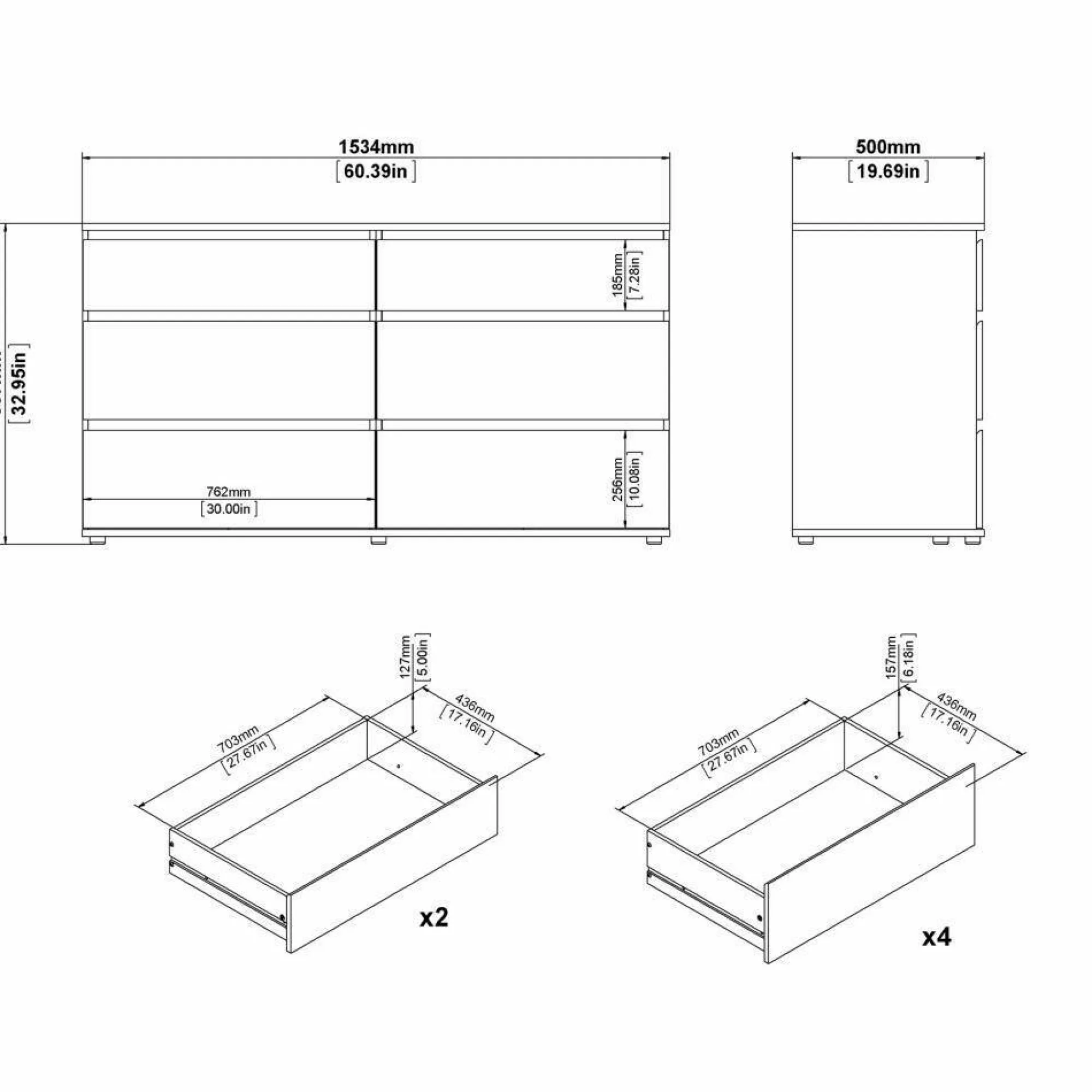 Cassettiera Albacore, 153x50 h84 cm,<Dmora Outlet