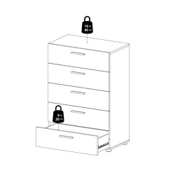 Cassettiera Alf, 70x40 h102 cm, Quercia e Bianco<Dmora Best