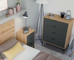 Cassettiera Alfana, 76x40h94 cm, Rovere nodi e Antracite<Dmora New