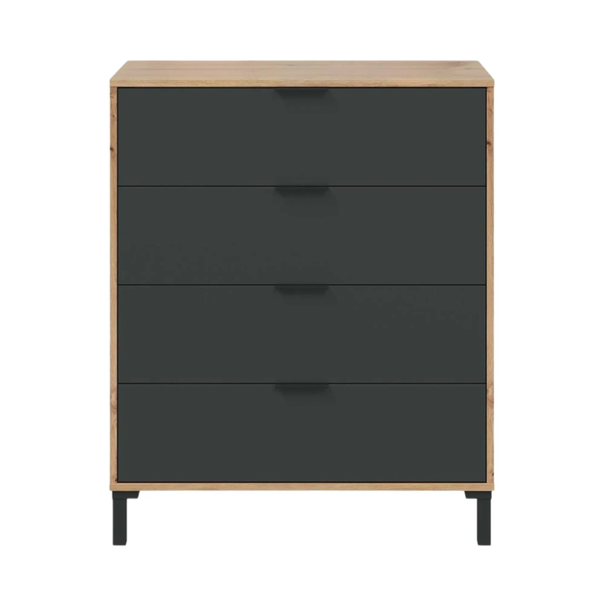 Cassettiera Alfana, 76x40h94 cm, Rovere nodi e Antracite<Dmora New
