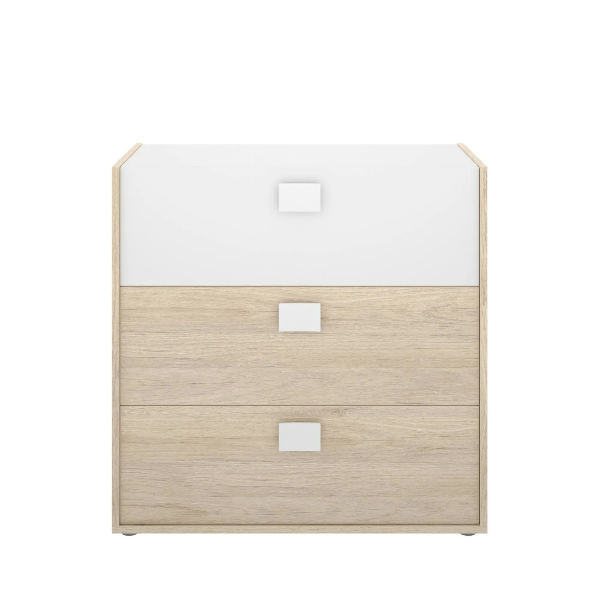 Cassettiera Alibaba, 80x43h81 cm, Rovere e Bianco<Dmora Discount