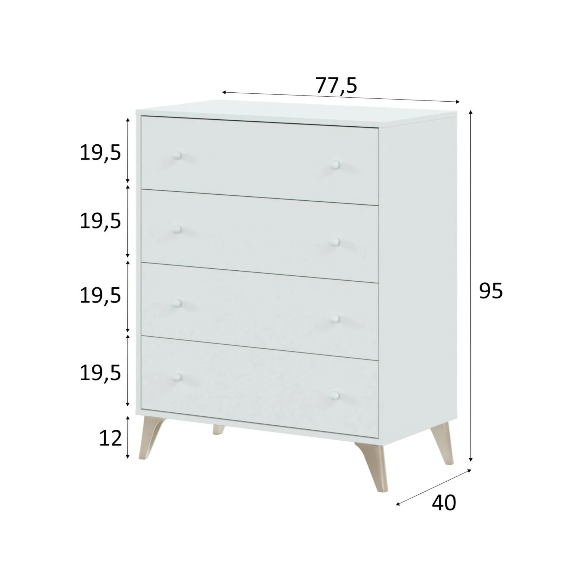 Cassettiera Aquilea, 78x40h95 cm,<Dmora Discount
