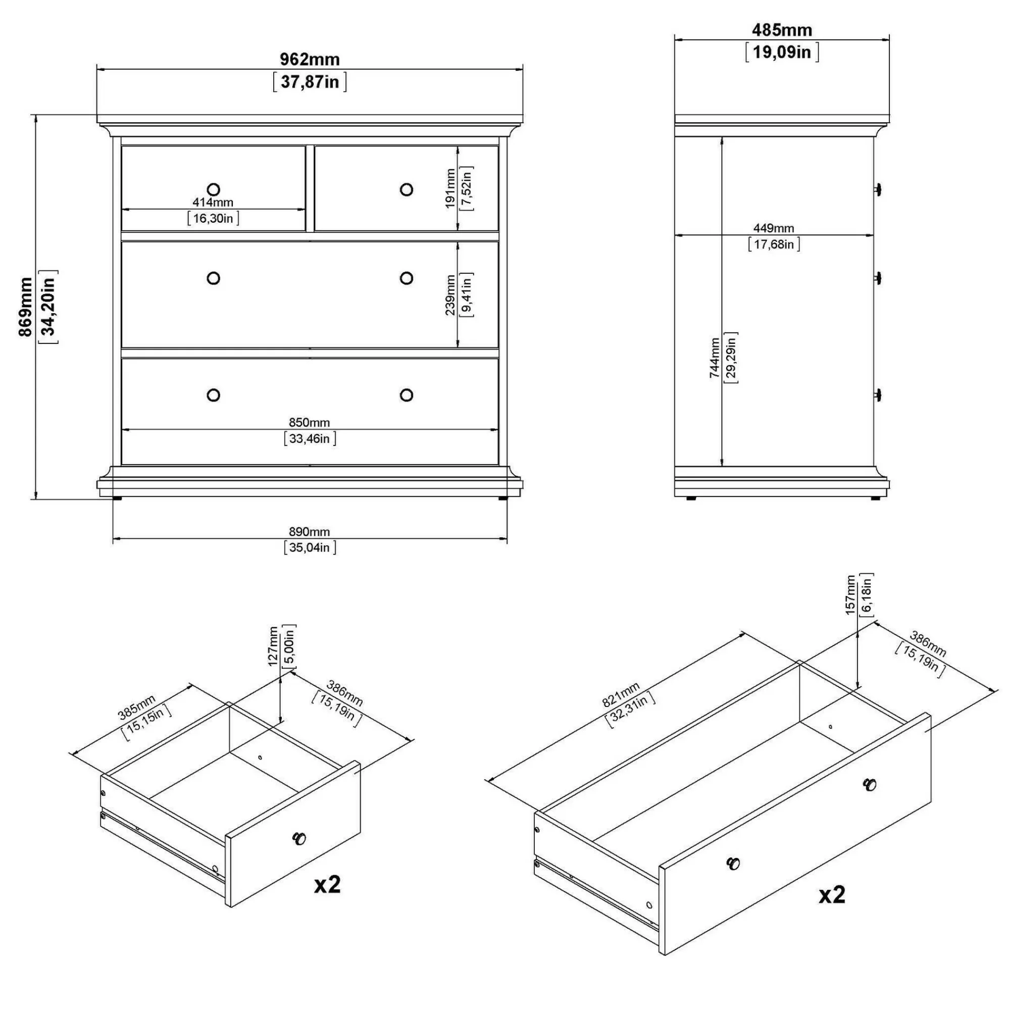 Cassettiera Arika, 96x49 h87 cm,<Dmora Online