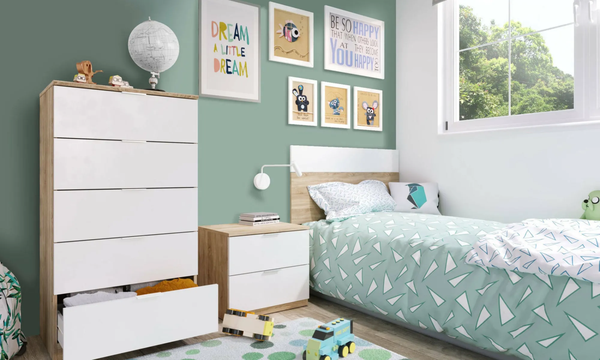 Cassettiera Armenia, 60x40h110 cm, Rovere e Bianco<Dmora Outlet