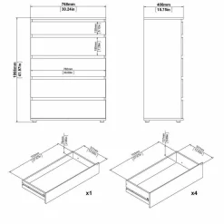 Cassettiera Arriba, 77x40 h107 cm,<Dmora New