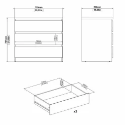 Cassettiera Artic, 50x77 h70 cm, Cemento e Bianco<Dmora Flash Sale