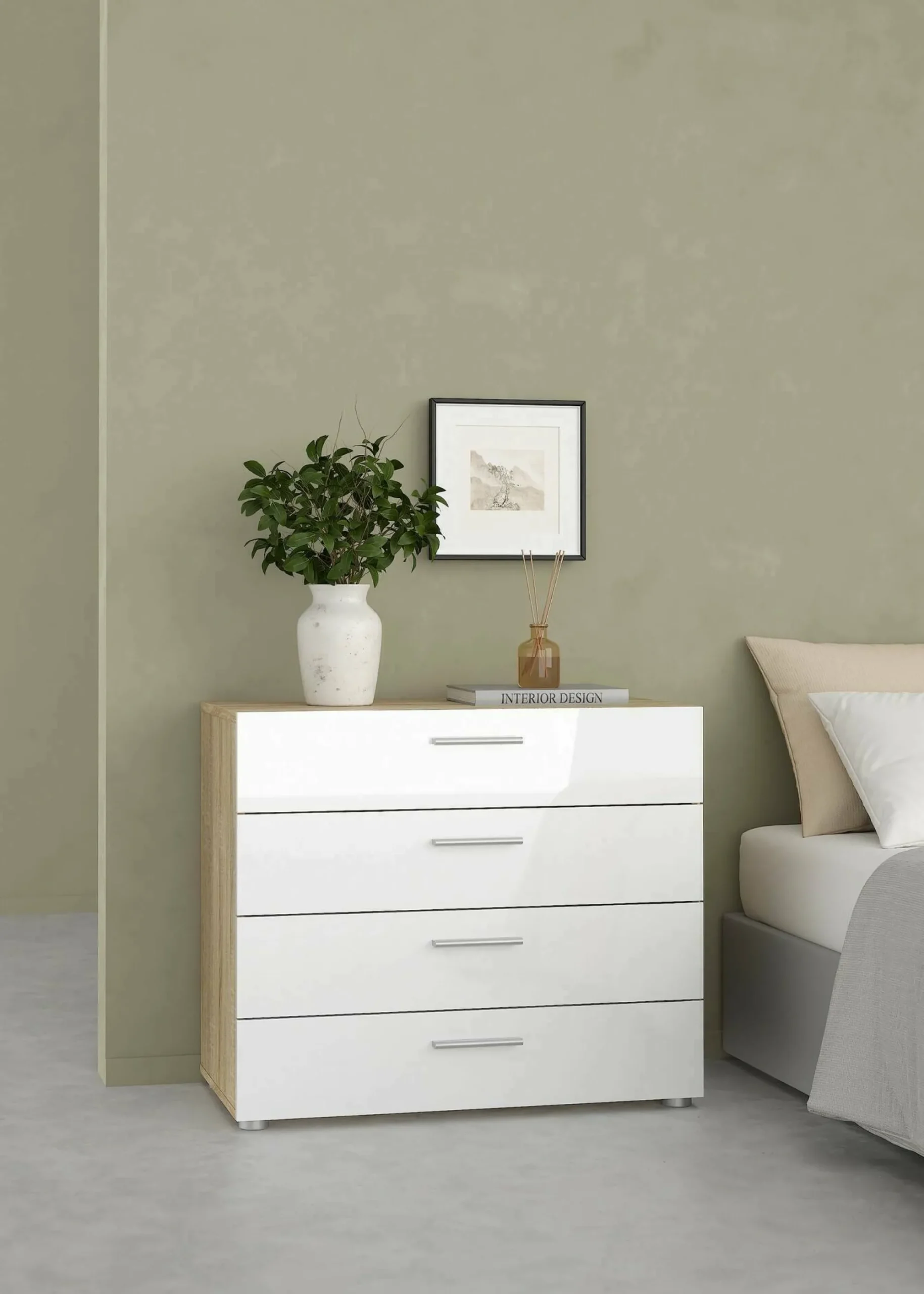 Cassettiera Arwen, 70x40 h76 cm, Quercia e Bianco<Dmora Sale