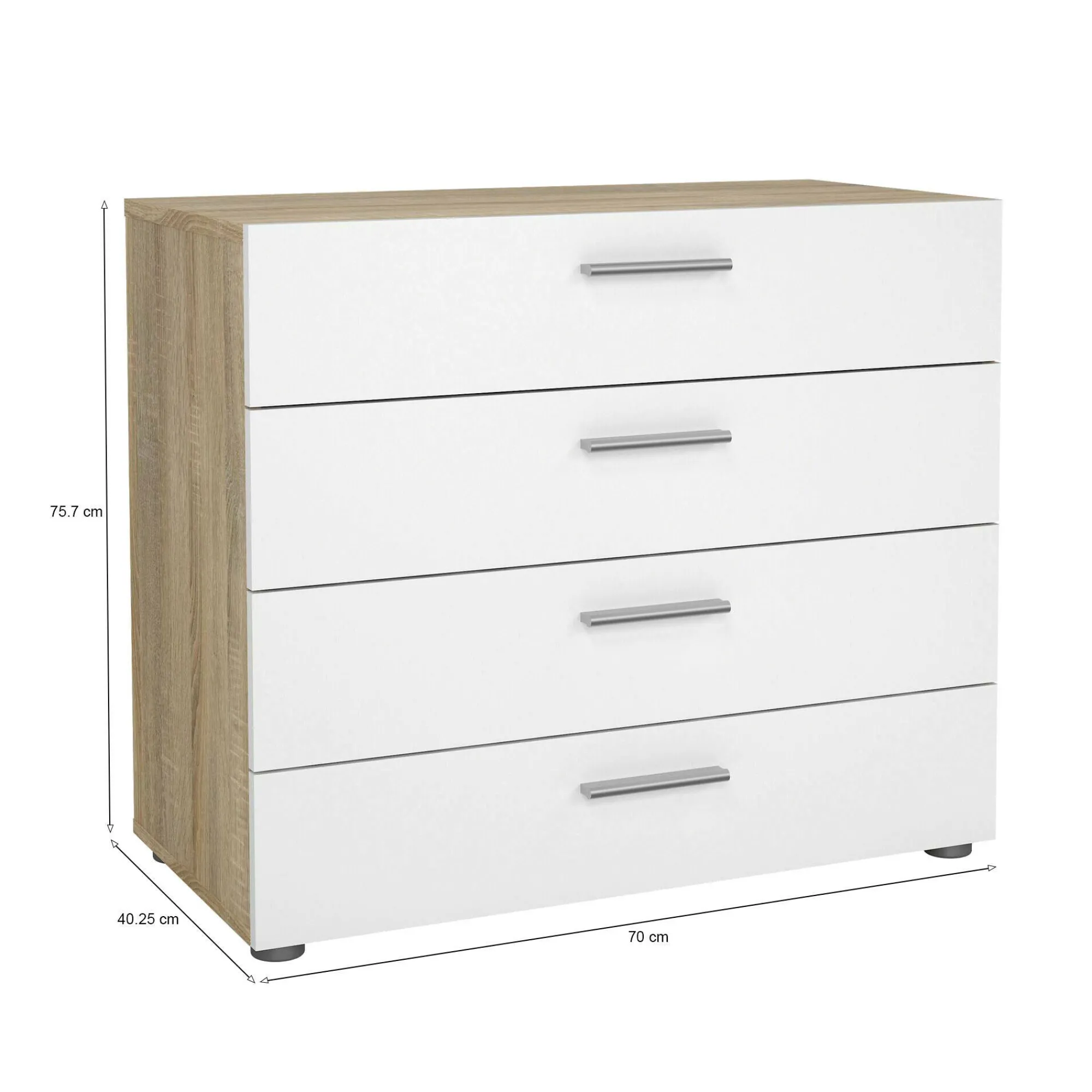 Cassettiera Arwen, 70x40 h76 cm, Quercia e Bianco<Dmora Sale