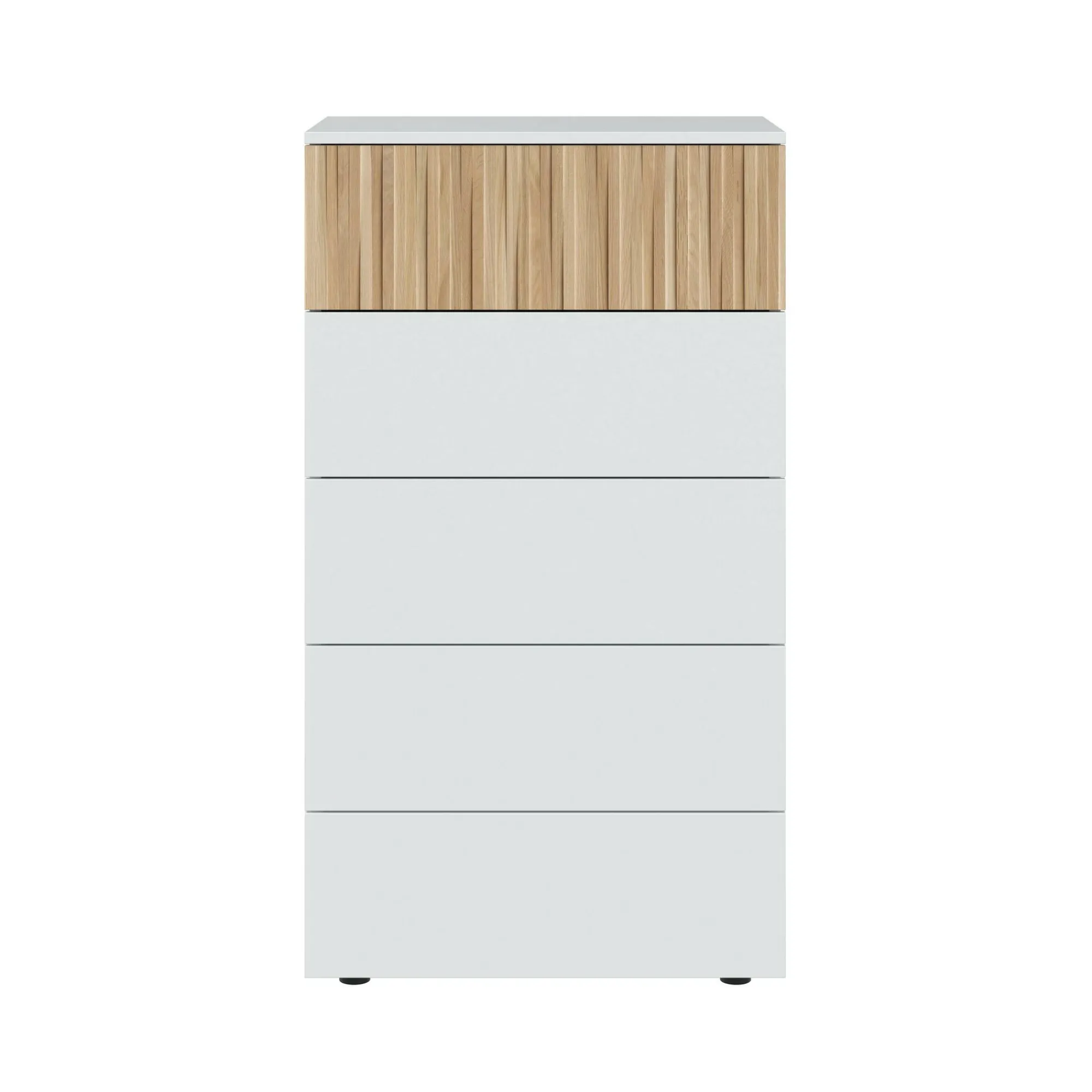 Cassettiera Asiatica, 61x40h109 cm, Bianco e Rovere<Dmora Fashion