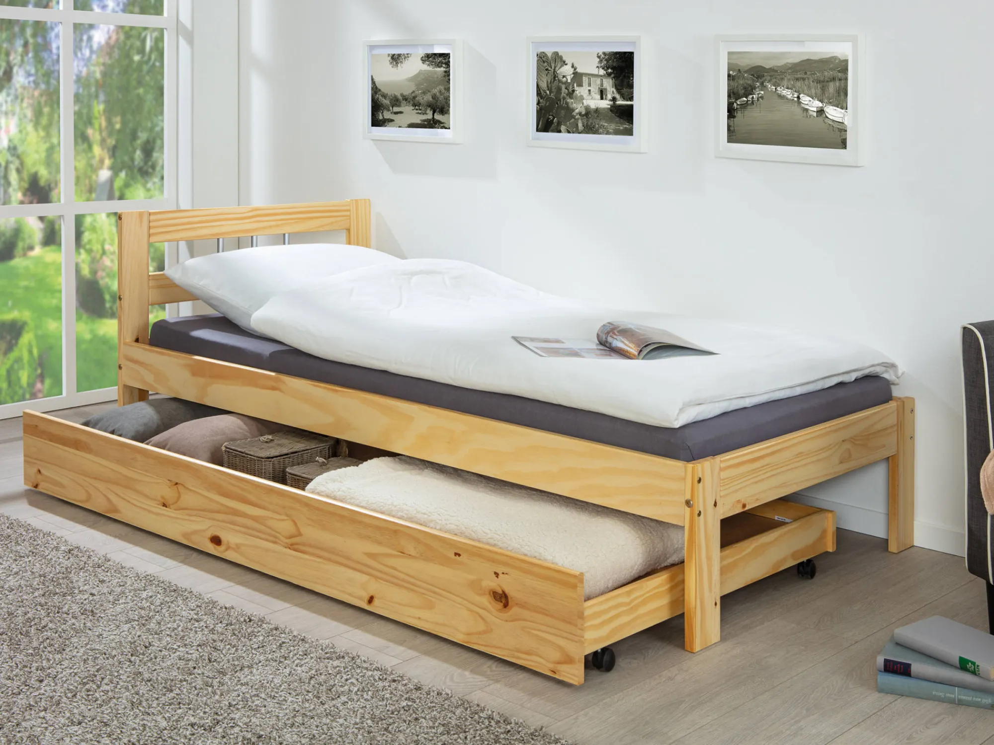 Cassettiera Augsburg, Settimino multiuso, Comò camera da letto, Mobile con cassetti, 199x22 h94 cm, Naturale<Dmora Discount