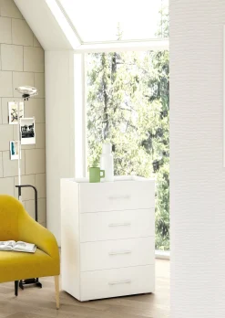 Cassettiera Avim, 50x41h87 cm, Bianco e Cemento<Dmora Shop