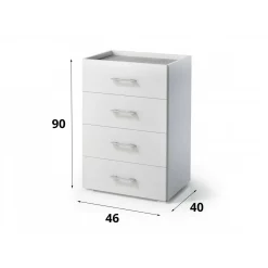 Cassettiera Avim, 50x41h87 cm, Bianco e Cemento<Dmora Shop