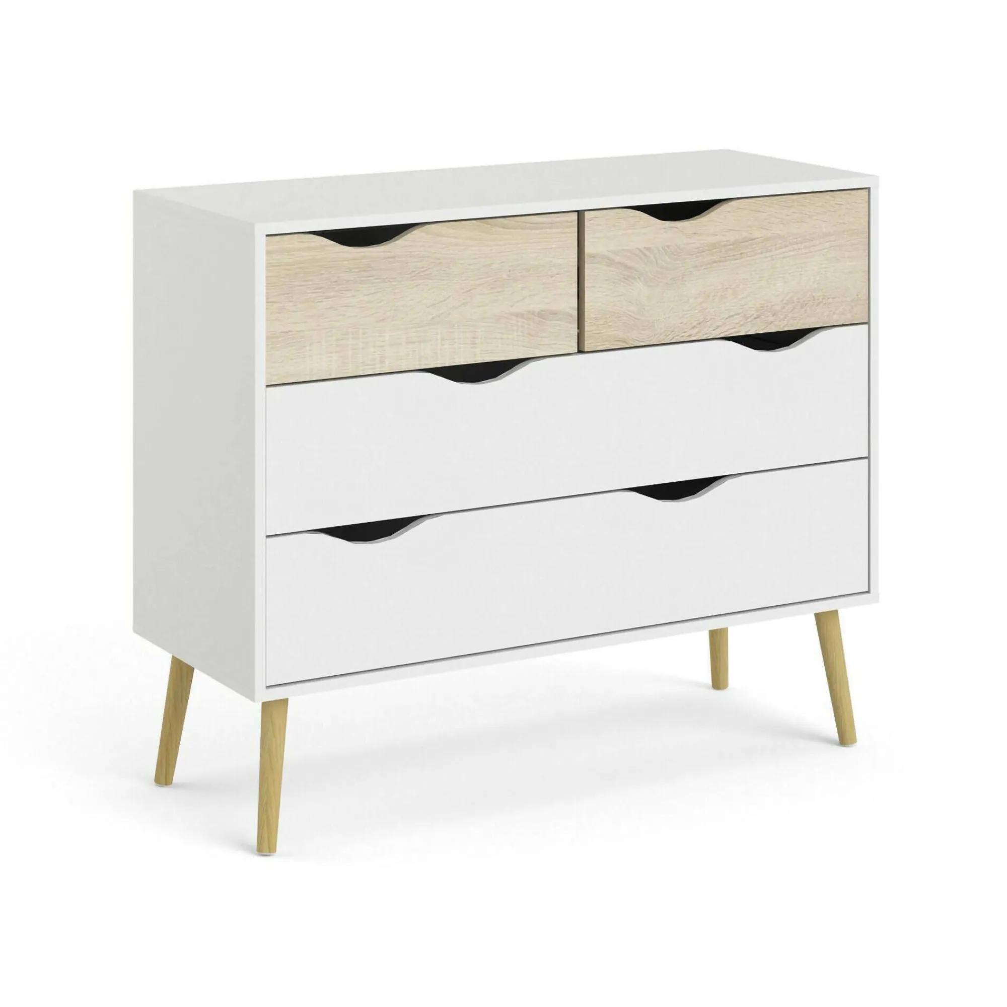 Cassettiera Azir, 98x39 h81 cm, Bianco e Quercia<Dmora Best