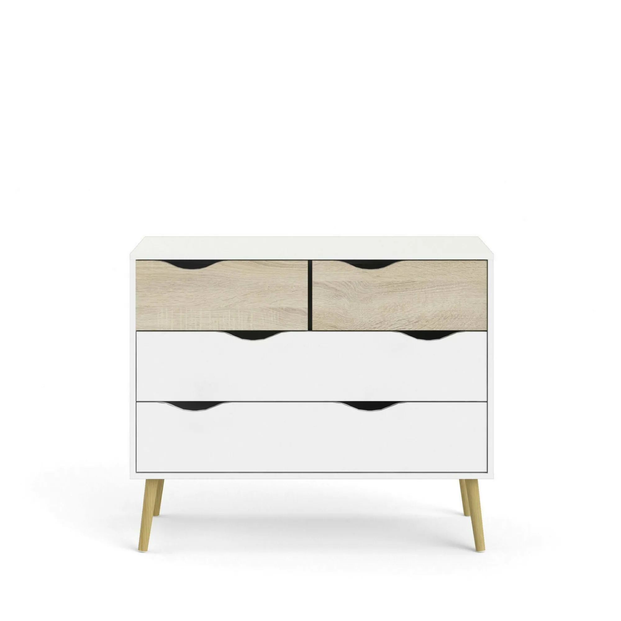Cassettiera Azir, 98x39 h81 cm, Bianco e Quercia<Dmora Best