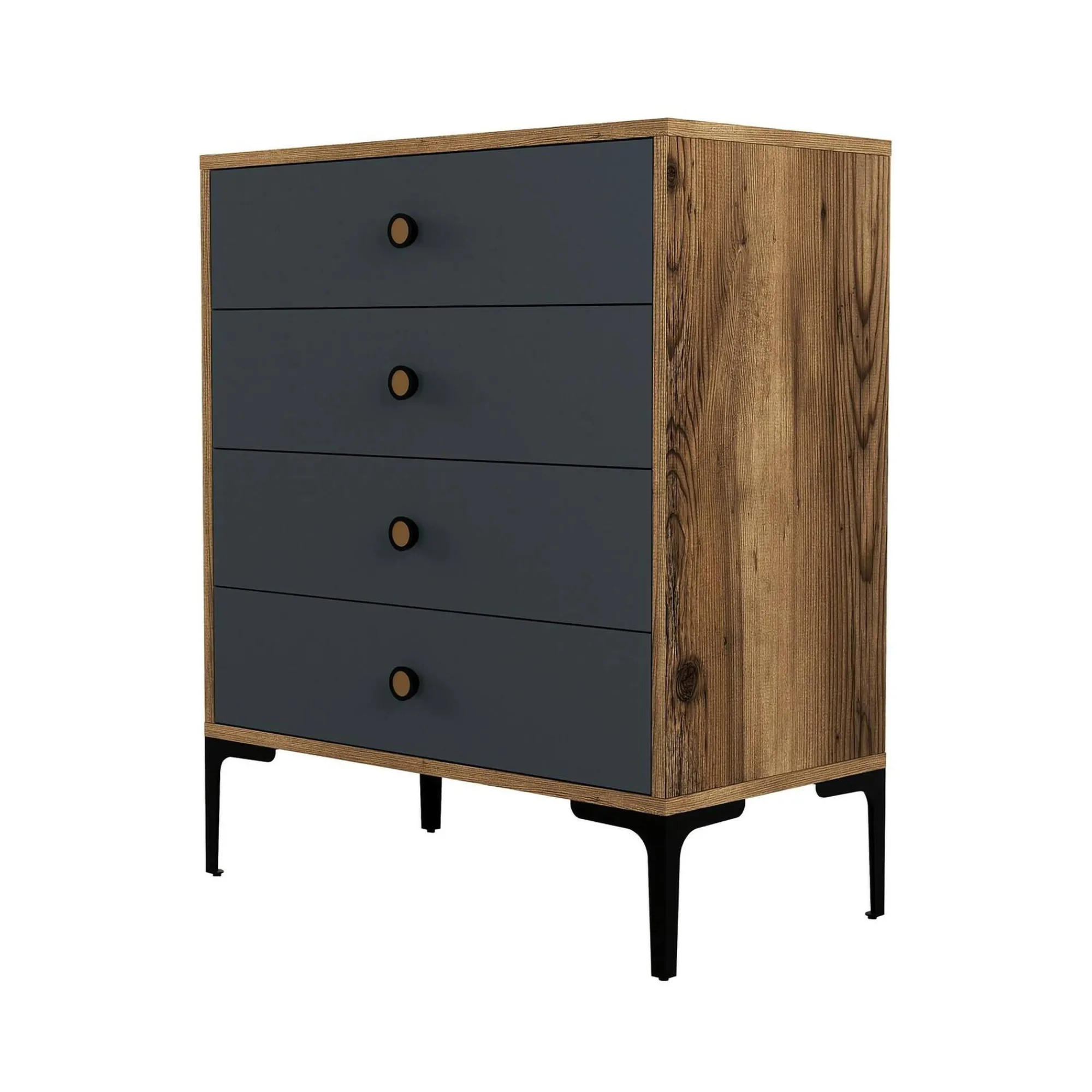 Cassettiera Daceitun, 76x40h91 cm, Noce e Antracite<Dmora Sale