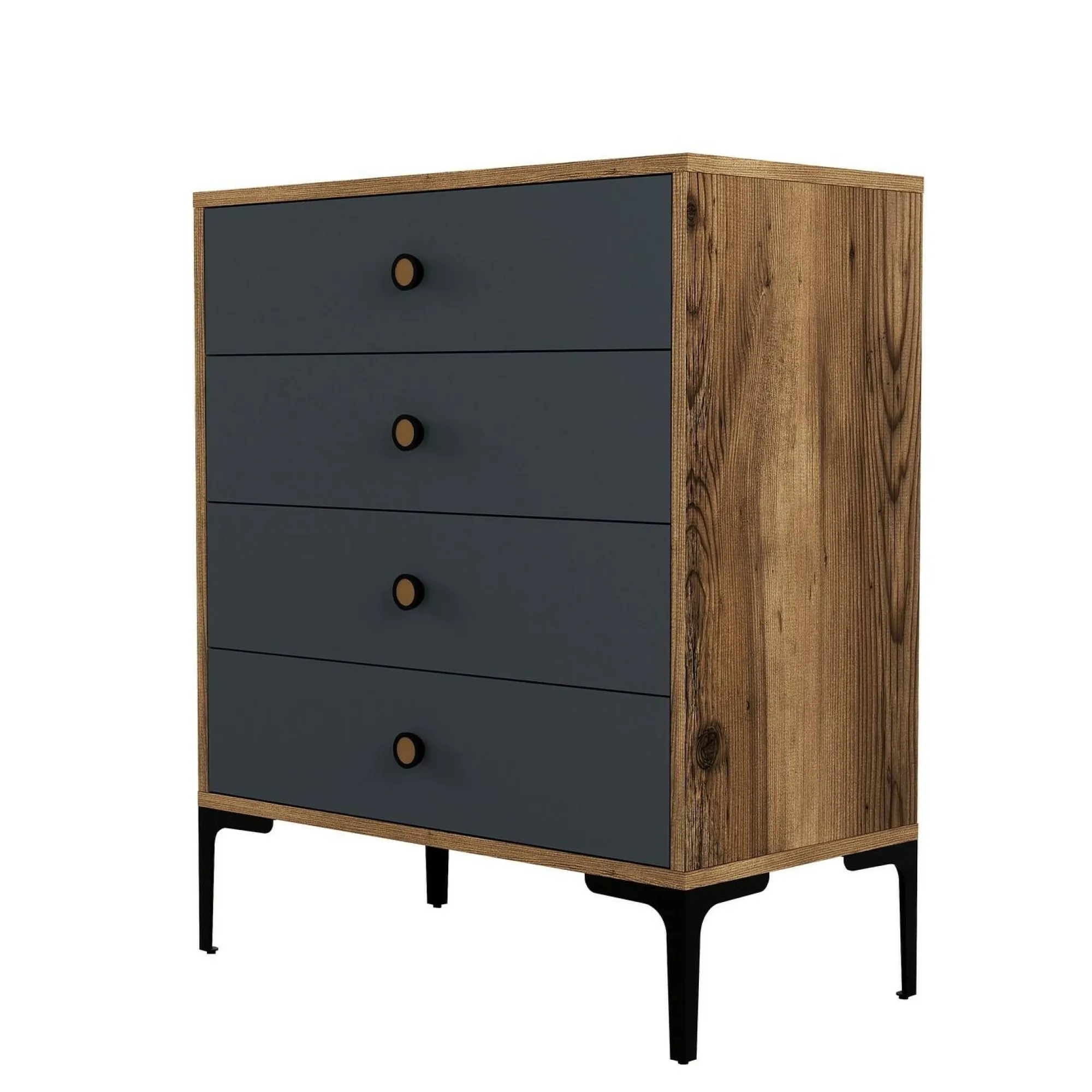 Cassettiera Daceitun, 76x40h91 cm, Noce e Antracite<Dmora Sale