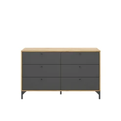 Cassettiera Dlogozz, 120x40h82 cm, Rovere e Antracite<Dmora Shop