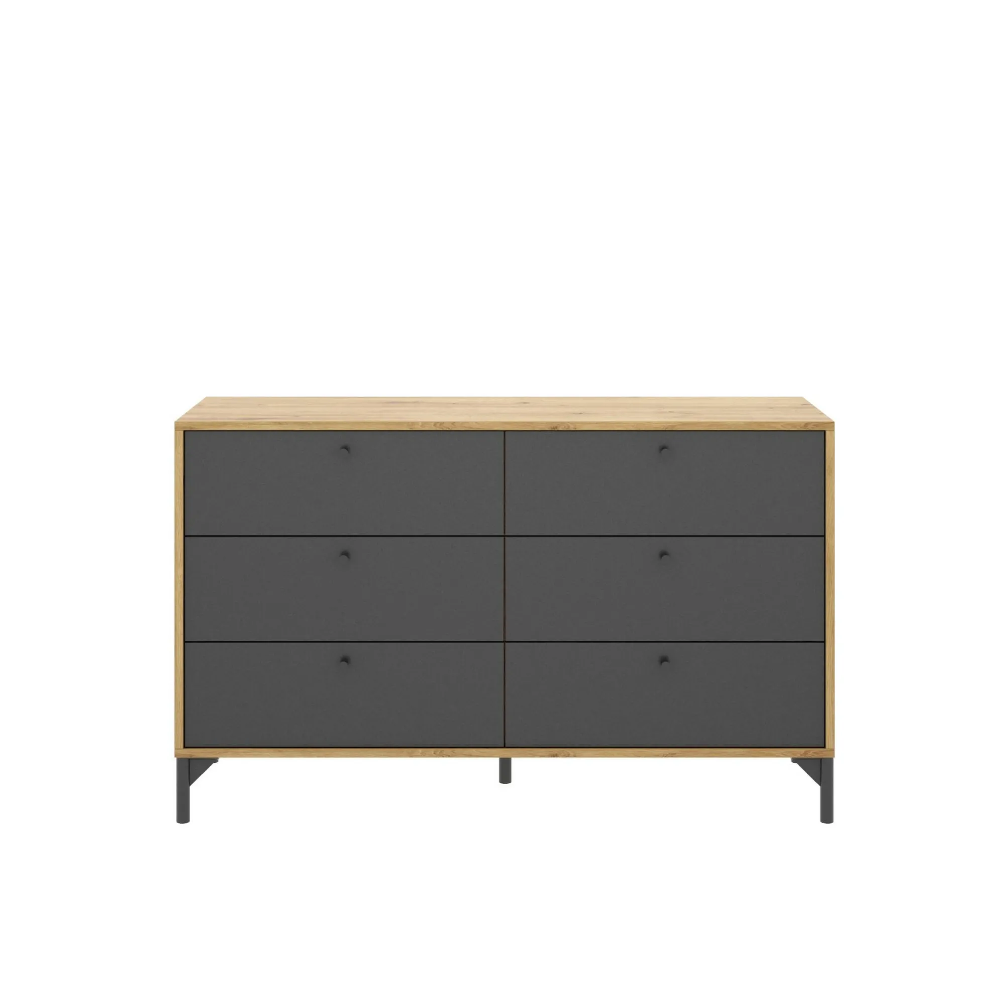Cassettiera Dlogozz, 120x40h82 cm, Rovere e Antracite<Dmora Shop