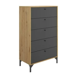 Cassettiera Dlovati, 60x40h127 cm, Rovere e Antracite<Dmora Cheap